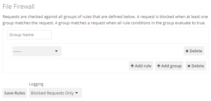 Empty File Firewall configuration panel.