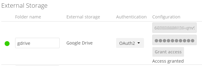Google Drive mount in ownCloud.
