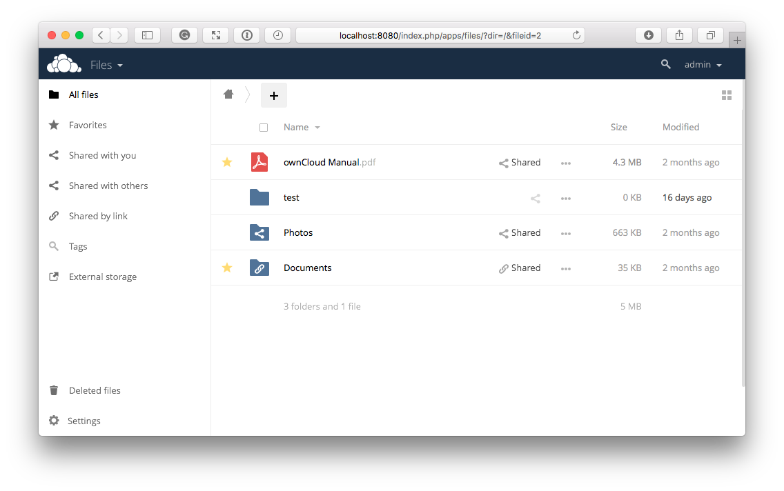 The Files view screen.